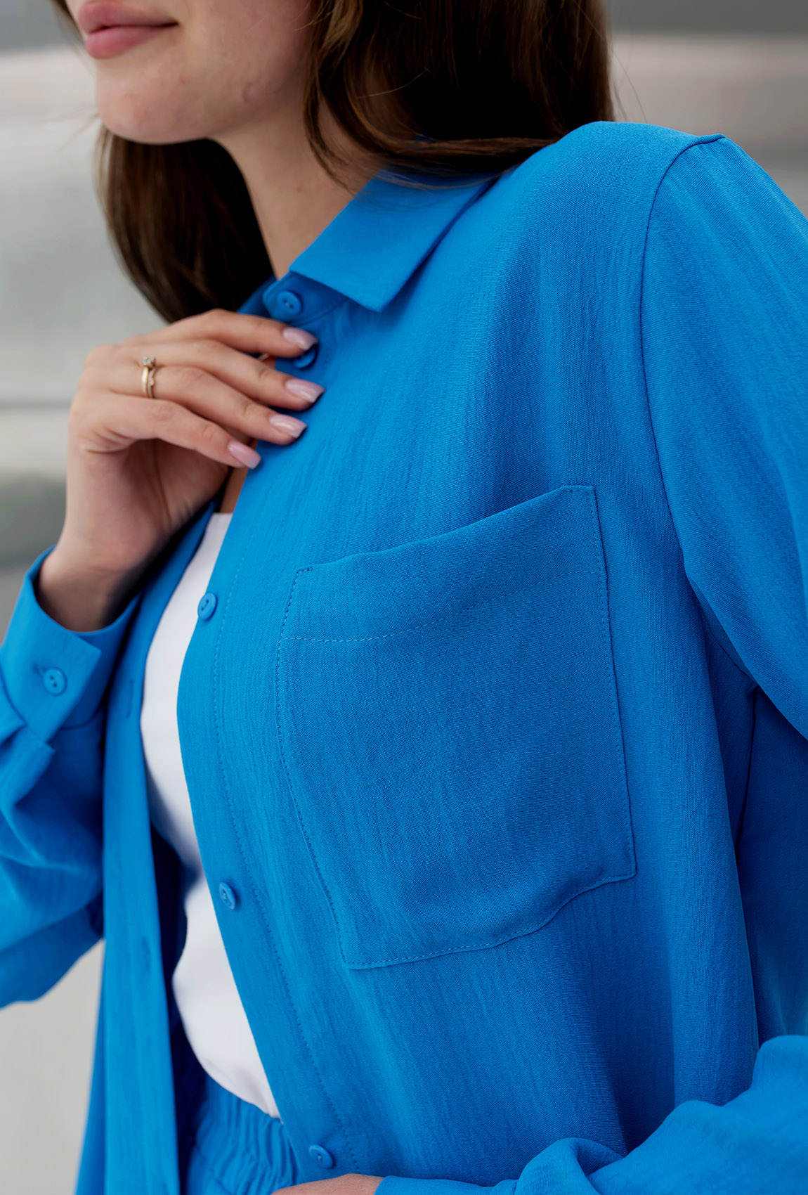 Синьо-блакитний костюм жатка —  852510. Maritel. Зображення 4