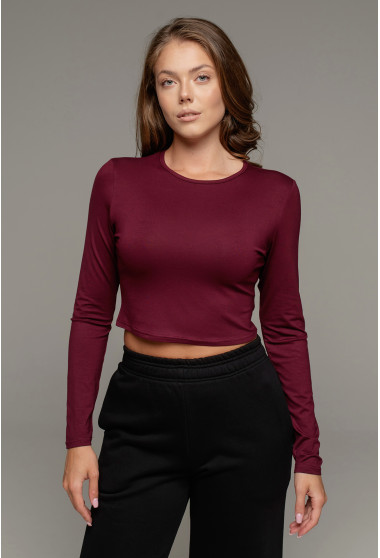 Вишнений вкорочений віскозний лонгслів. Maritel. Зображення 11 Вишнений вкорочений віскозний лонгслів. Maritel. Зображення 11