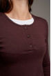 Шоколадный вискозный лонгслив с пуговицами. Maritel. Изображенние 2 Шоколадный вискозный лонгслив с пуговицами. Maritel. Изображенние 2