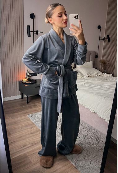 Сірий костюм шаль велюр. Maritel. Зображення 1 Сірий костюм шаль велюр. Maritel. Зображення 1