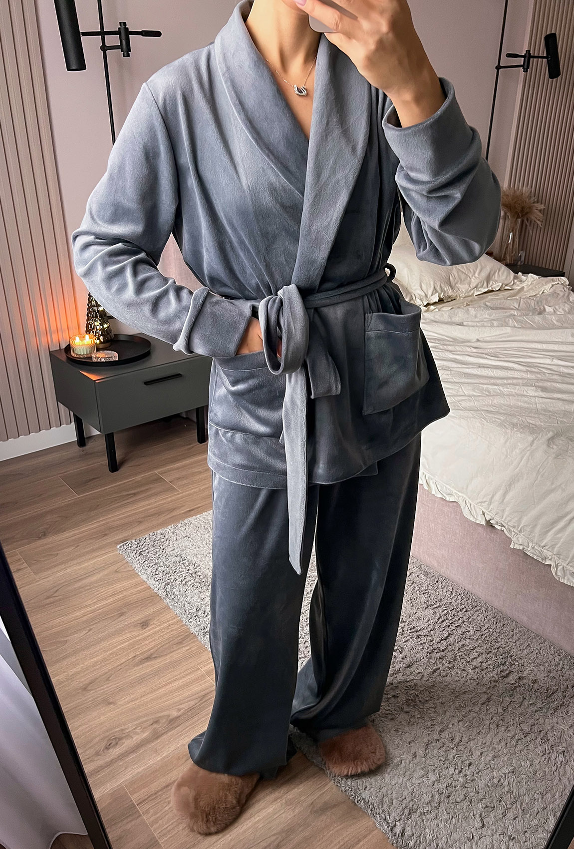 Серый костюм шаль велюр —  433237. Maritel. Изображенние 1