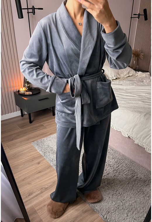 Сірий костюм шаль велюр — 777477. Maritel. Зображення 1 Сірий костюм шаль велюр — 777477. Maritel. Зображення 1