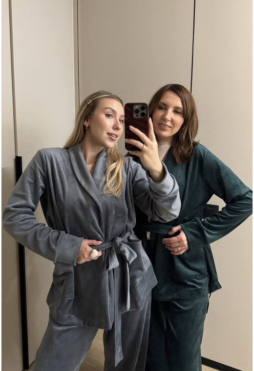 Сірий костюм шаль велюр — 777477. Maritel. Зображення 2 Сірий костюм шаль велюр — 777477. Maritel. Зображення 2