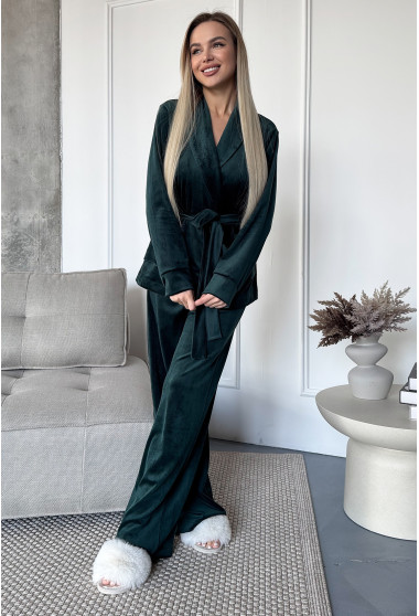 Изумрудный костюм шаль велюр. Maritel. Изображенние 4