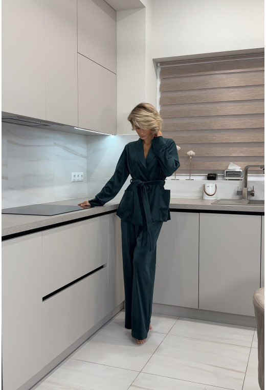 Изумрудный костюм шаль велюр — 606138. Maritel. Изображенние 4 Изумрудный костюм шаль велюр — 606138. Maritel. Изображенние 4