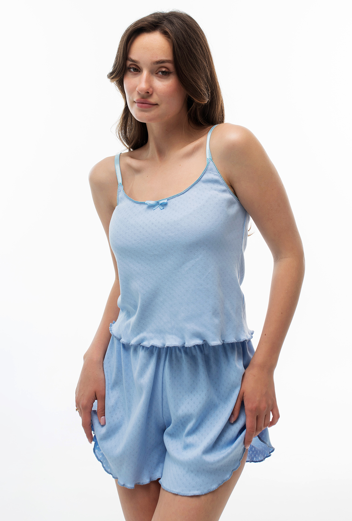 Голубая пижама майка с шортами —  676949. Maritel. Изображенние 1