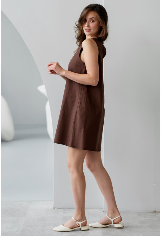 Шоколадний сарафан льон — 971483. Maritel. Зображення 1 Шоколадний сарафан льон — 971483. Maritel. Зображення 1