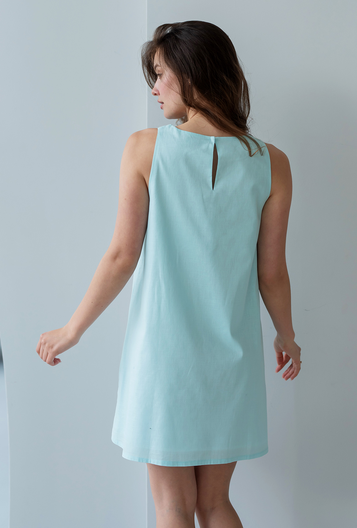 Сарафан льон колір тіффані —  404461. Maritel. Зображення 4