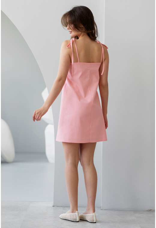 Рожевий cарафан льон на зав'язках. Maritel. Зображення 2 Рожевий cарафан льон на зав'язках. Maritel. Зображення 2