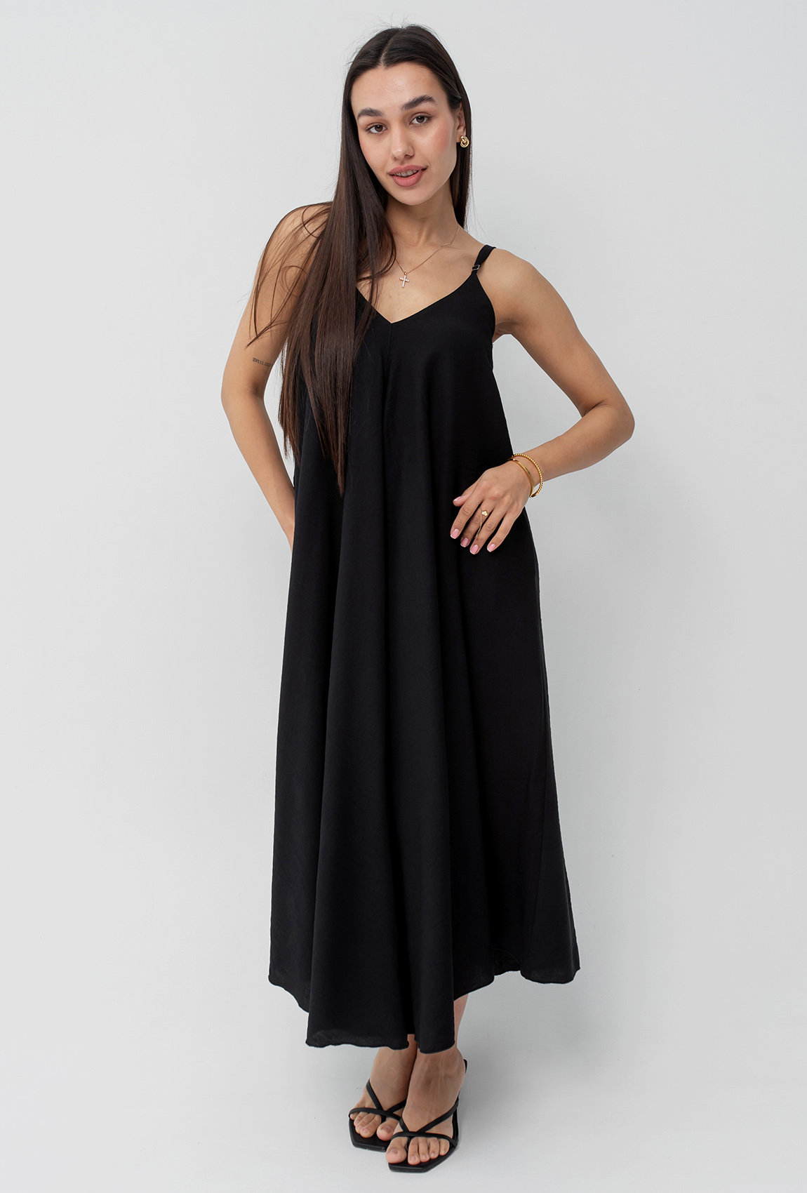 Чорний сарафан льон —  398682. Maritel