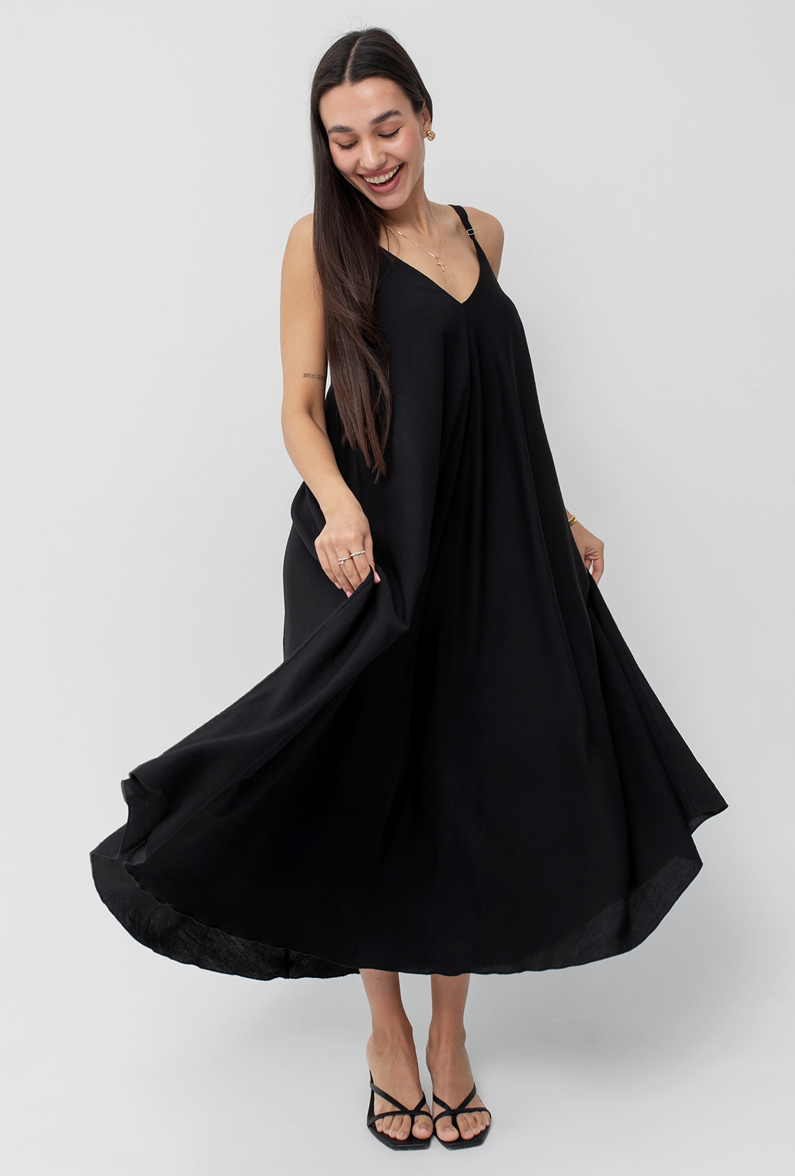 Чорний сарафан льон —  398682. Maritel. Зображення 4