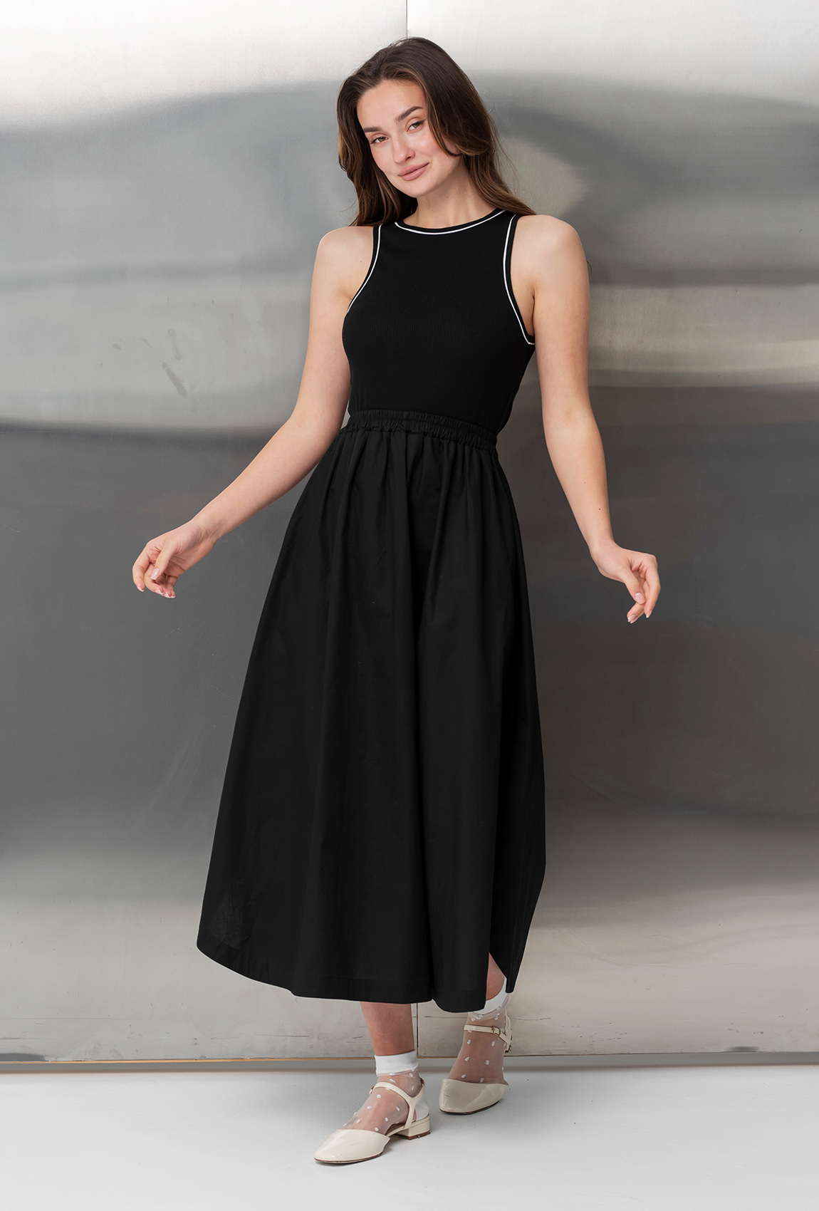 Черный сарафан с кантом —  970416. Maritel