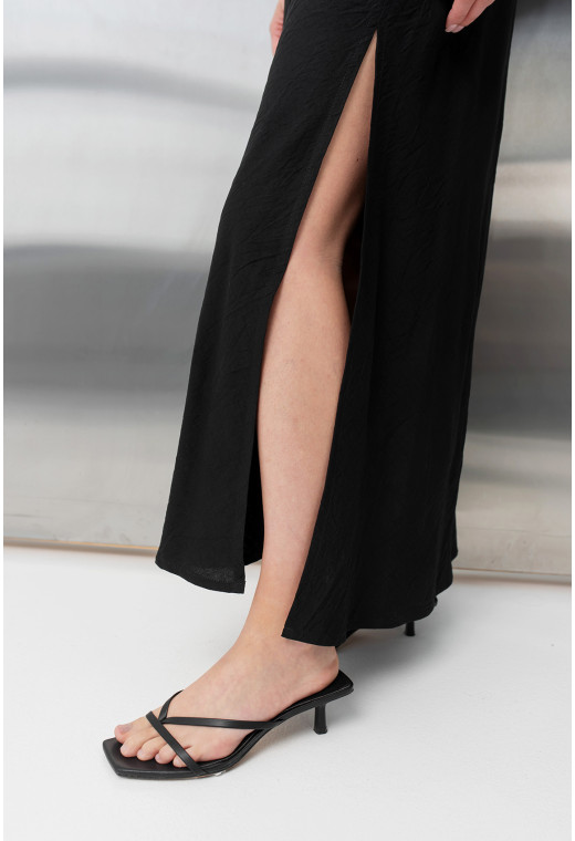 Чорний лляний сарафан з поясом. Maritel. Зображення 5 Чорний лляний сарафан з поясом. Maritel. Зображення 5