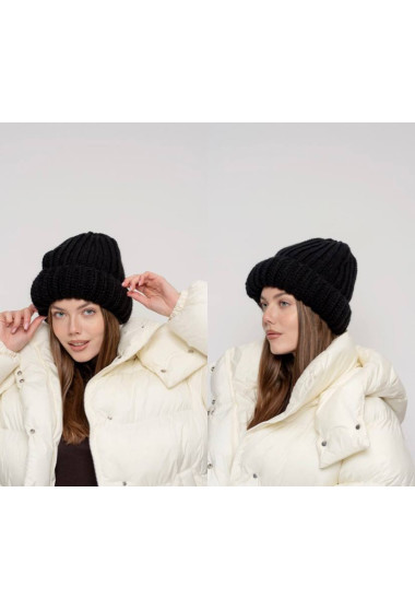 Черная шапка с подворотом. Maritel. Изображенние 5 Черная шапка с подворотом. Maritel. Изображенние 5