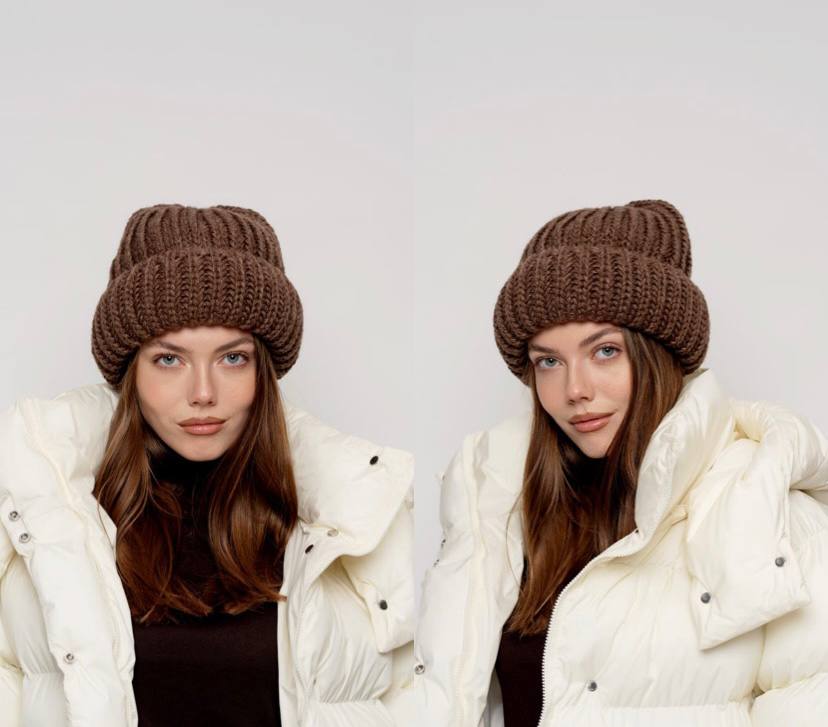 Шоколадная шапка с подворотом —  391161. Maritel