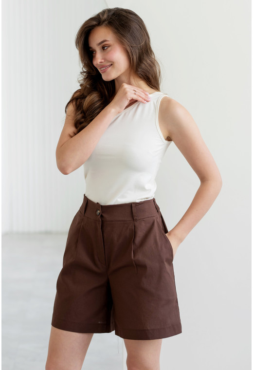 Шоколадні короткі лляні шорти — 476027. Maritel. Зображення 2 Шоколадні короткі лляні шорти — 476027. Maritel. Зображення 2