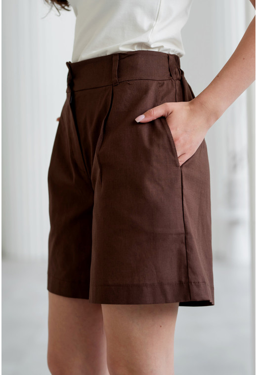 Шоколадні короткі лляні шорти — 476027. Maritel. Зображення 4 Шоколадні короткі лляні шорти — 476027. Maritel. Зображення 4