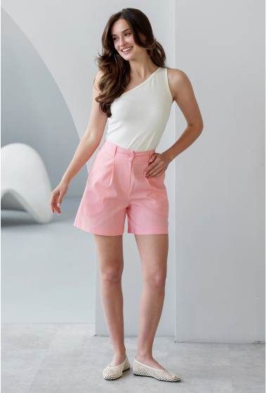 Розовые короткие льняные шорты. Maritel. Изображенние 10