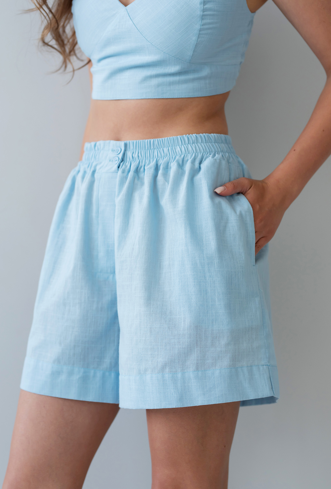 Голубые льняные шорты —  265871. Maritel. Изображенние 3