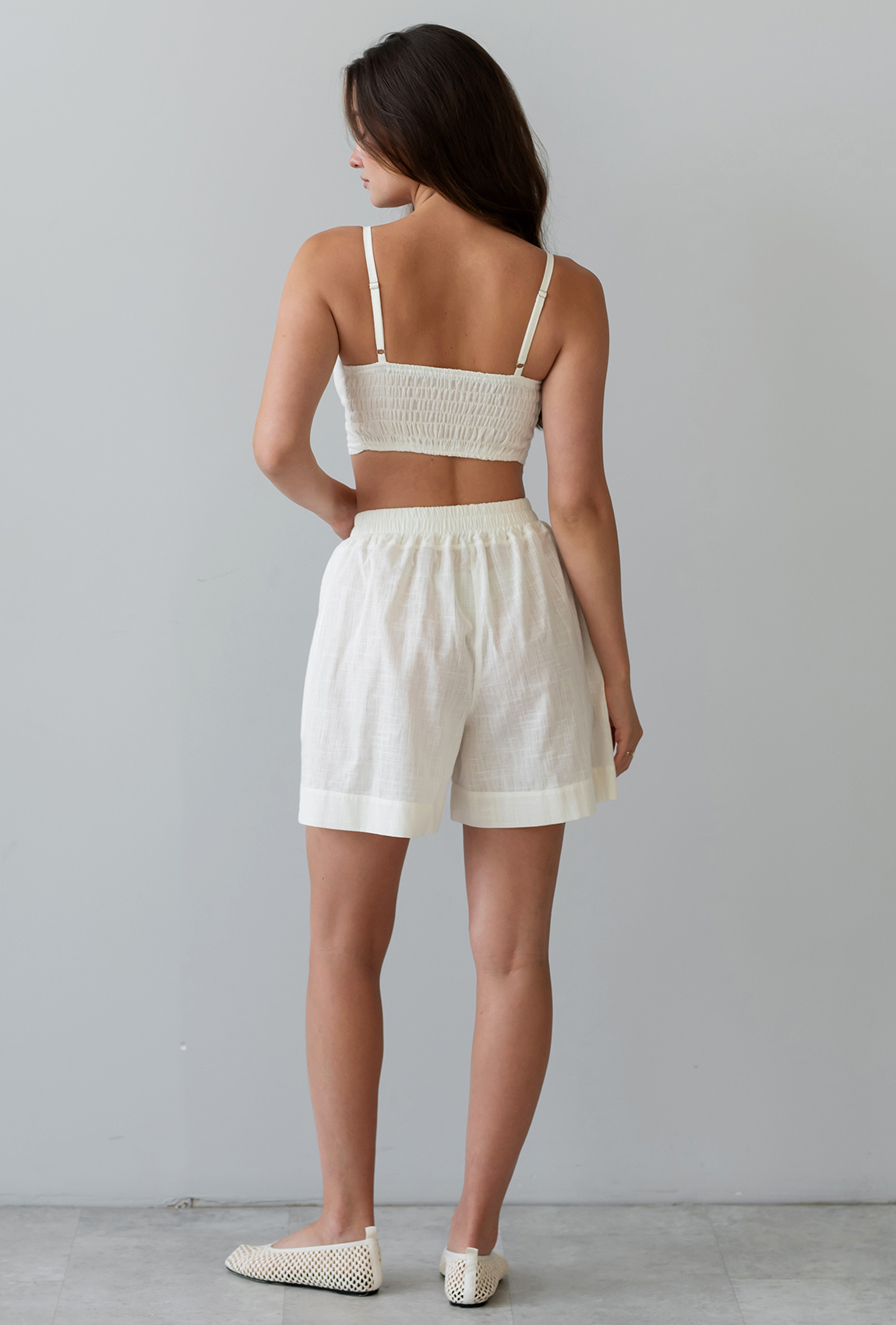 Молочные льняные шорты —  731196. Maritel. Изображенние 1