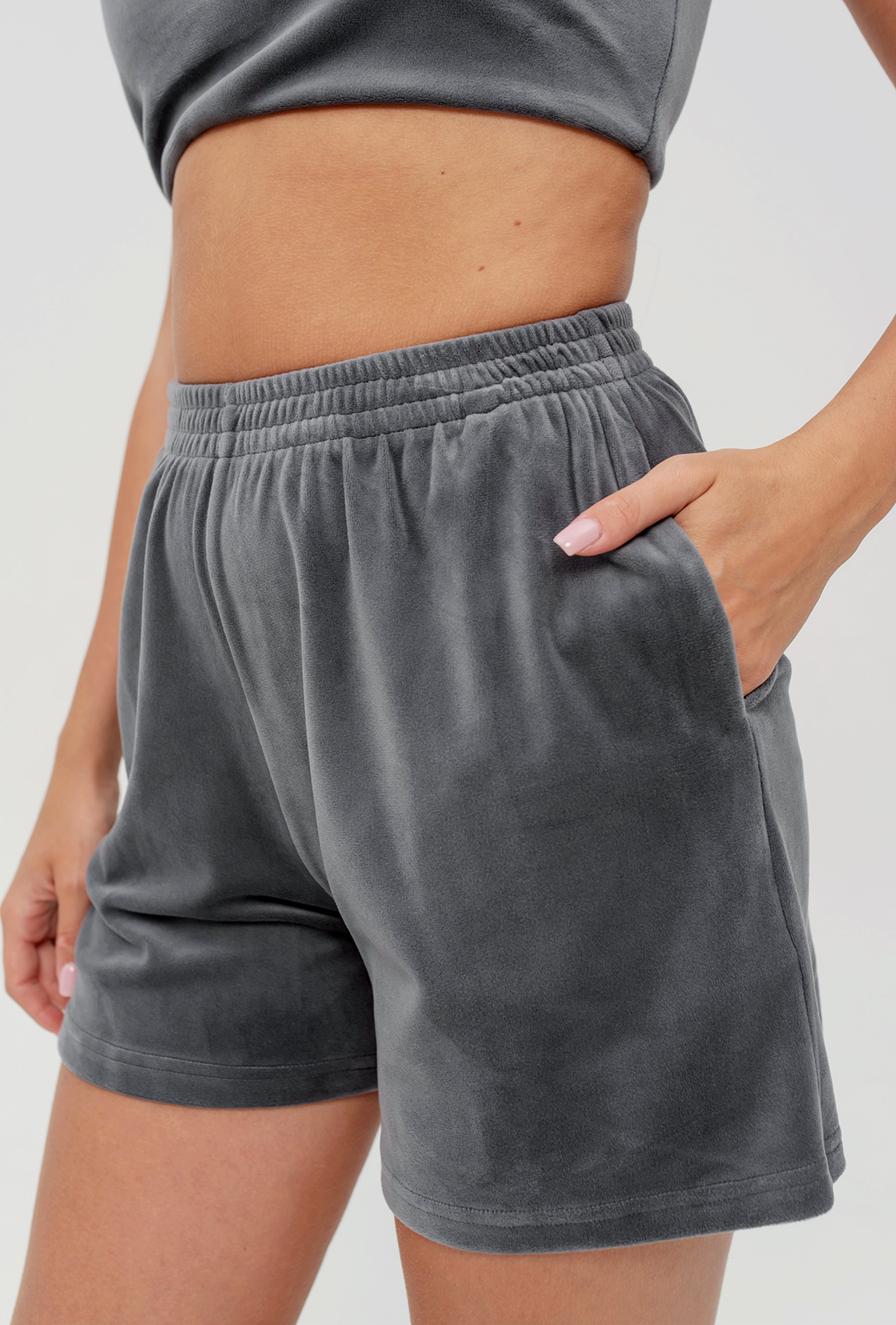 Сірі велюрові шорти —  787456. Maritel. Зображення 4