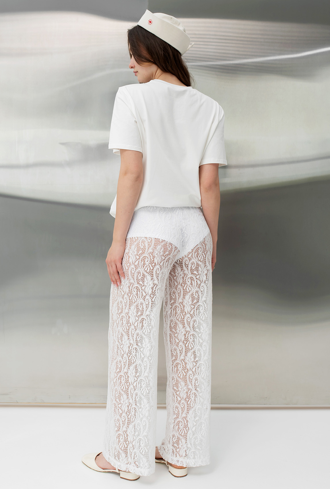 Молочні гіпюрові штани —  360998. Maritel. Зображення 1