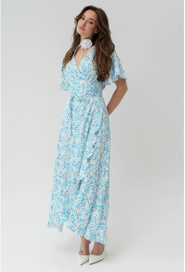 Сукня на запах біла у блакитну квітку. Maritel. Зображення 5 Сукня на запах біла у блакитну квітку. Maritel. Зображення 5