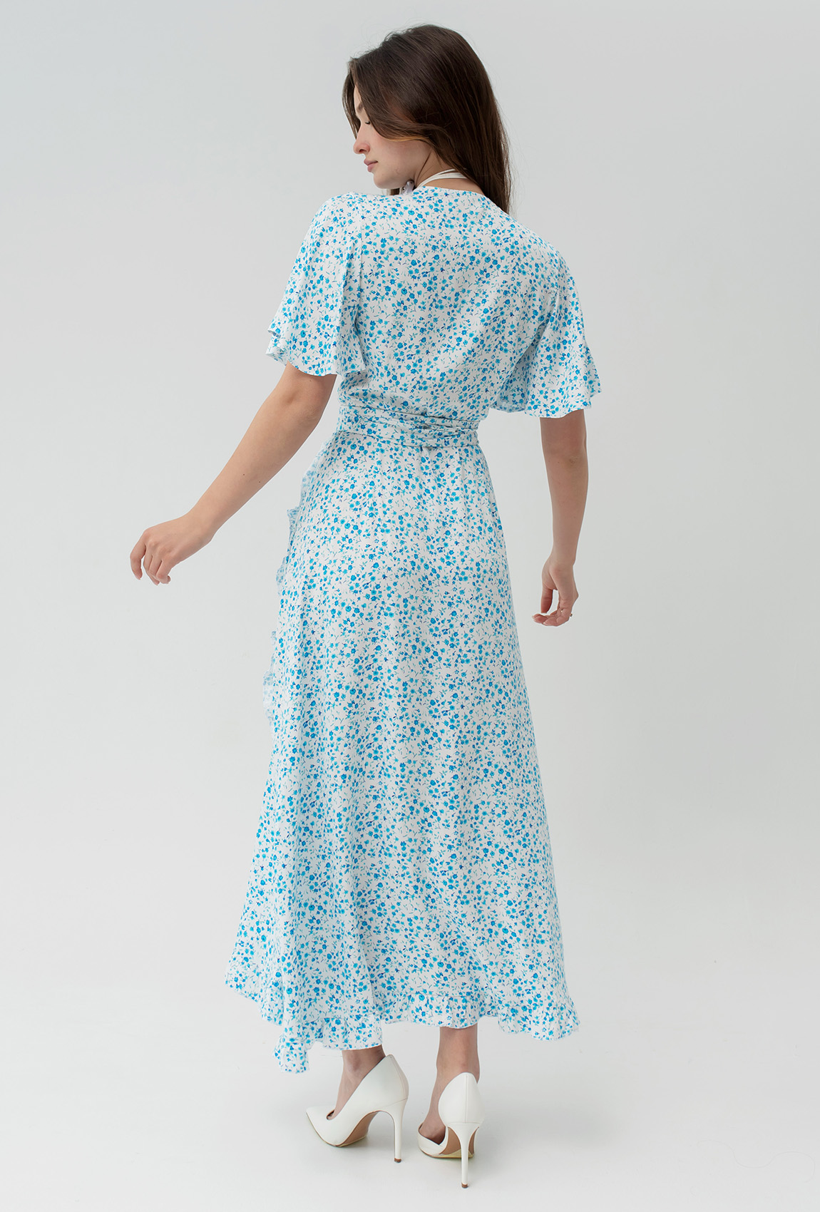 Сукня на запах біла у блакитну квітку —  280373. Maritel. Зображення 2