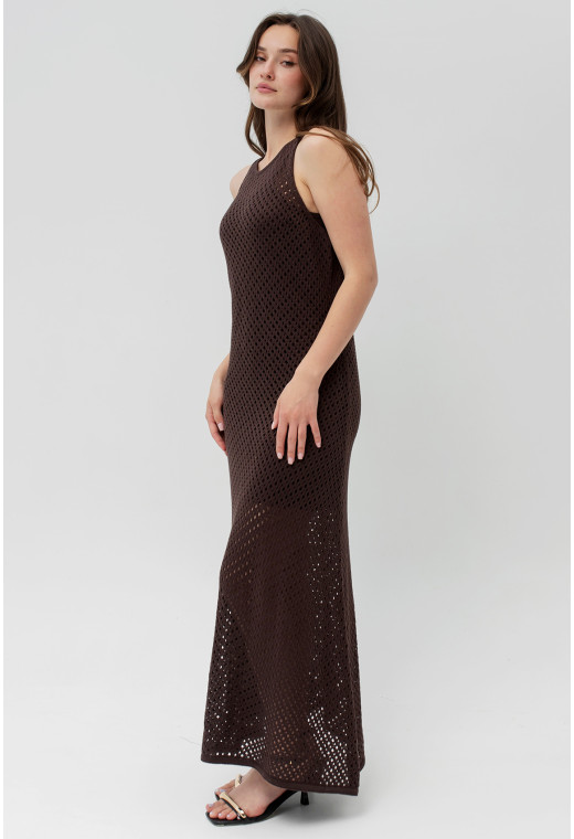 Шоколадное платье вязаная сетка — 515828. Maritel. Изображенние 1 Шоколадное платье вязаная сетка — 515828. Maritel. Изображенние 1