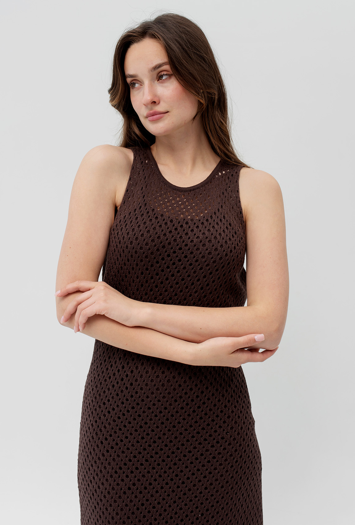 Шоколадное платье вязаная сетка — 515828. Maritel. Изображенние 4 Шоколадное платье вязаная сетка — 515828. Maritel. Изображенние 4