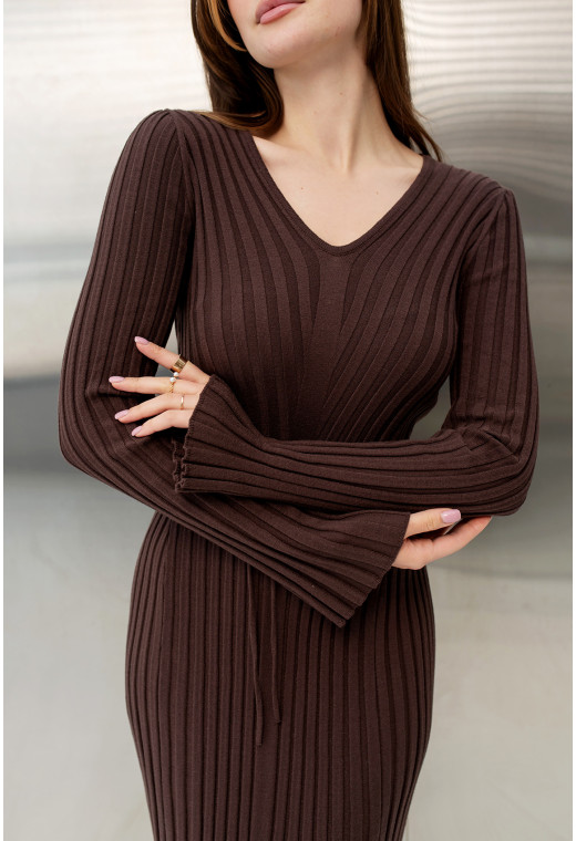 Шоколадна в'язана сукня зі шнурком — 481298. Maritel. Зображення 3 Шоколадна в'язана сукня зі шнурком — 481298. Maritel. Зображення 3