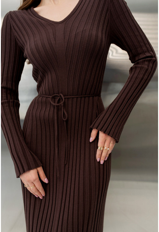 Шоколадна в'язана сукня зі шнурком — 481298. Maritel. Зображення 4 Шоколадна в'язана сукня зі шнурком — 481298. Maritel. Зображення 4