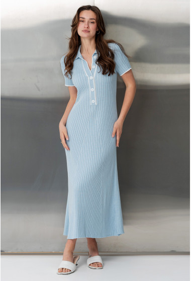 Блакитна сукня в'язка з гудзиками. Maritel. Зображення 4