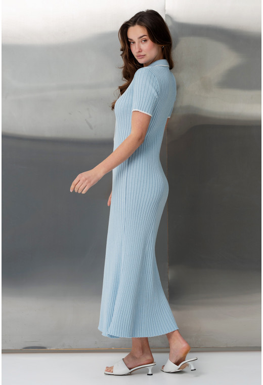 Голубое платье вязка с пуговицами — 343244. Maritel. Изображенние 1 Голубое платье вязка с пуговицами — 343244. Maritel. Изображенние 1