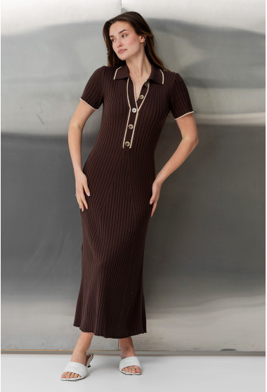 Шоколадна сукня в'язка з гудзиками. Maritel. Зображення 8