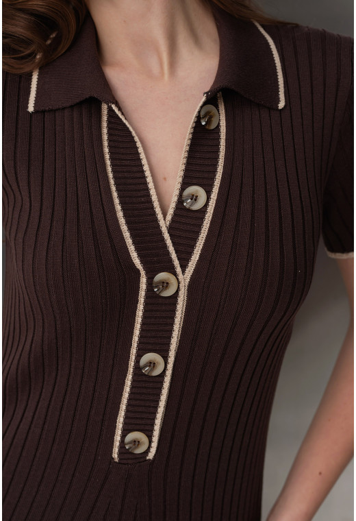 Шоколадна сукня в'язка з гудзиками — 662486. Maritel. Зображення 2 Шоколадна сукня в'язка з гудзиками — 662486. Maritel. Зображення 2