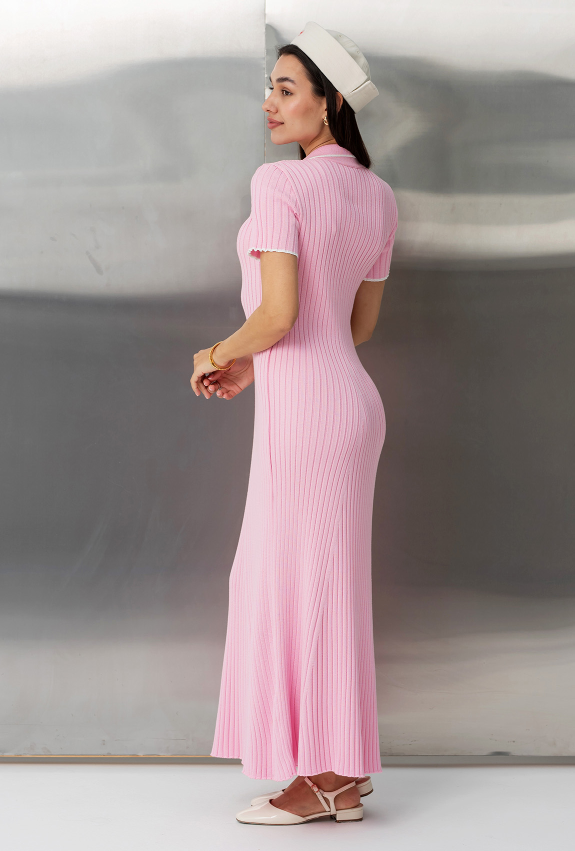 Рожева сукня в'язка з гудзиками —  704832. Maritel. Зображення 1