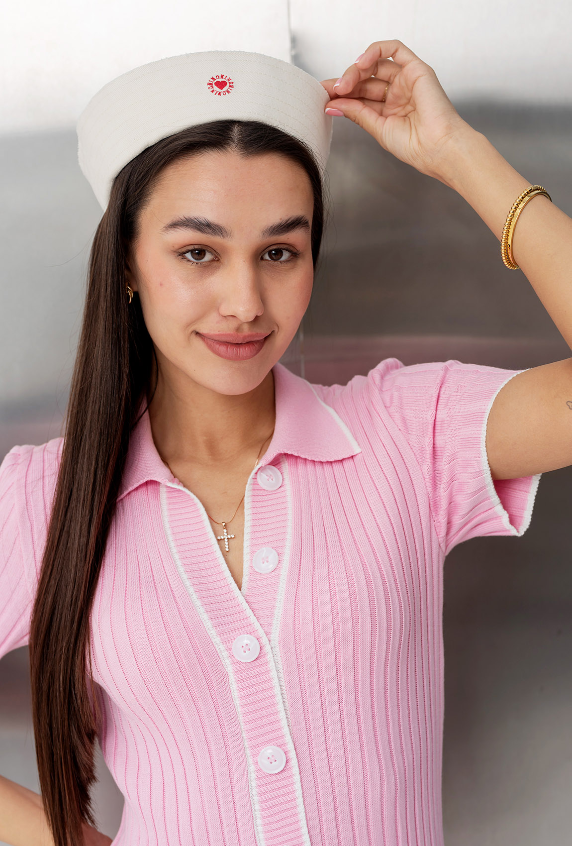 Рожева сукня в'язка з гудзиками —  704832. Maritel. Зображення 3