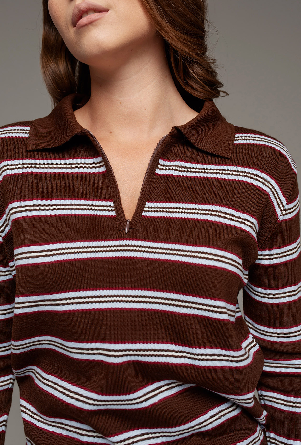 Шоколадная кофта поло —  168650. Maritel. Изображенние 2