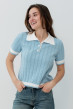 Голубая вязаная кофта поло — 462431. Maritel Голубая вязаная кофта поло — 462431. Maritel