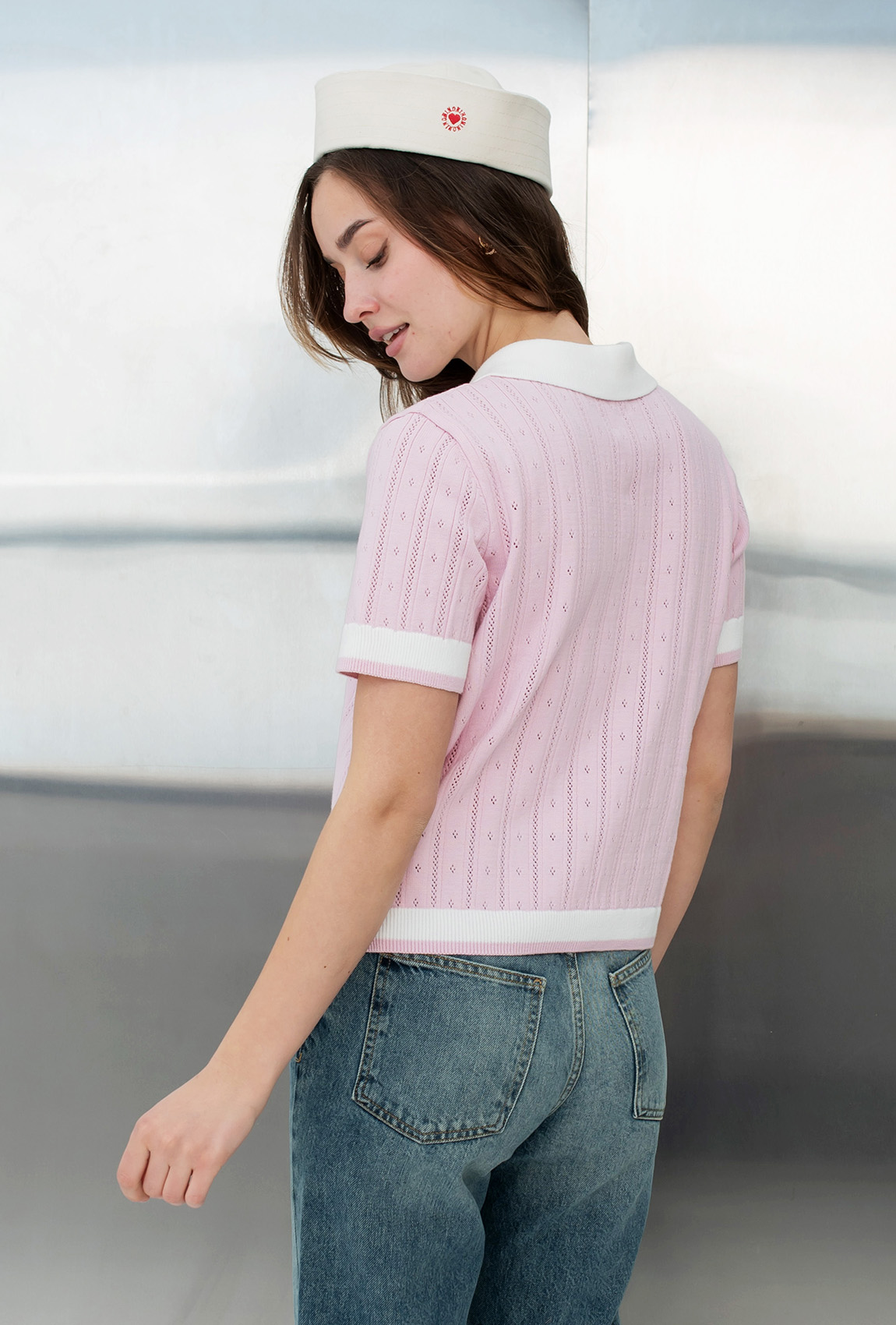 Рожева в'язана кофта поло — 707104. Maritel. Зображення 1 Рожева в'язана кофта поло — 707104. Maritel. Зображення 1