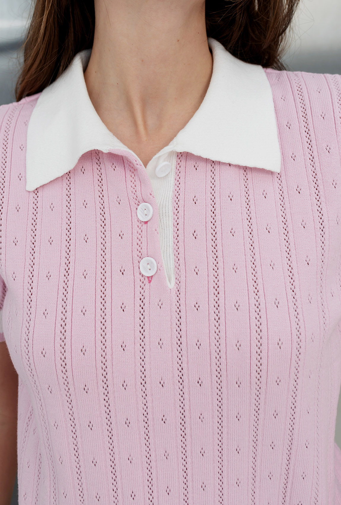 Рожева в'язана кофта поло — 707104. Maritel. Зображення 5 Рожева в'язана кофта поло — 707104. Maritel. Зображення 5