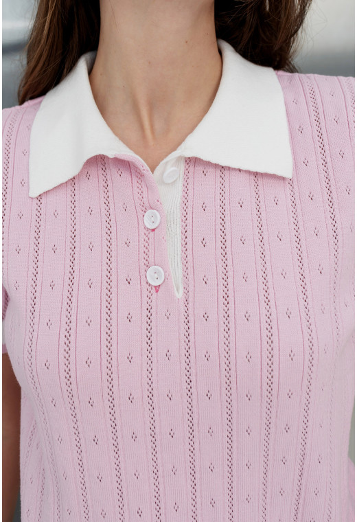 Рожева в'язана кофта поло — 707104. Maritel. Зображення 5 Рожева в'язана кофта поло — 707104. Maritel. Зображення 5
