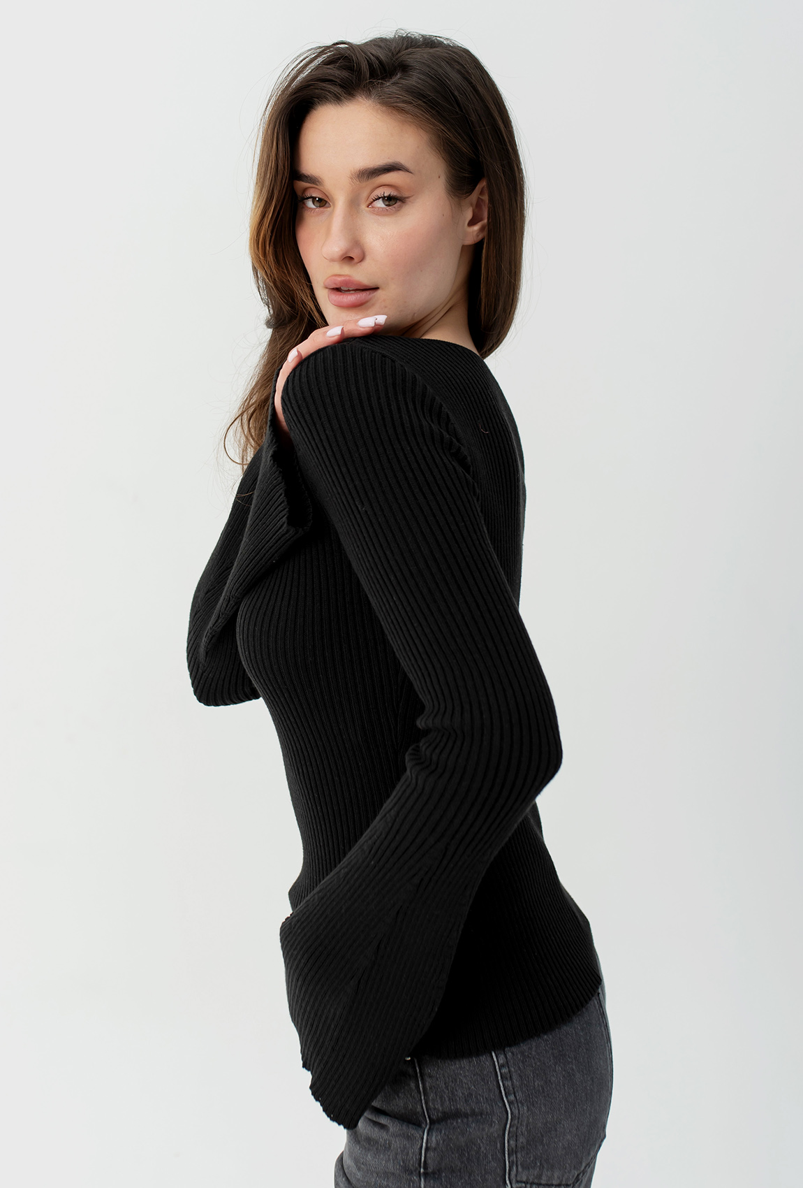 Чорна в'язана кофта з серцем —  150945. Maritel. Зображення 1