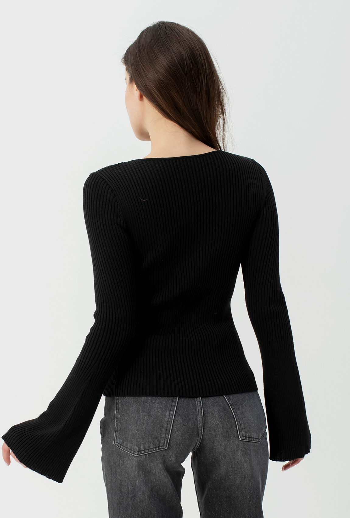 Чорна в'язана кофта з серцем —  150945. Maritel. Зображення 2