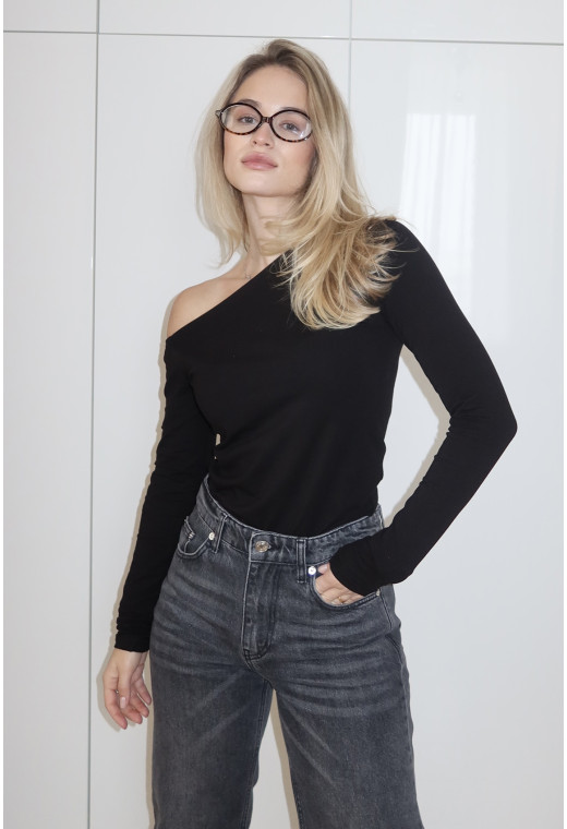 Чорний лонгслів на одне плече. Maritel. Зображення 10