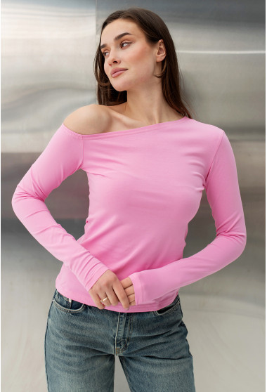 Розовый лонгслив на одно плечо. Maritel. Изображенние 4