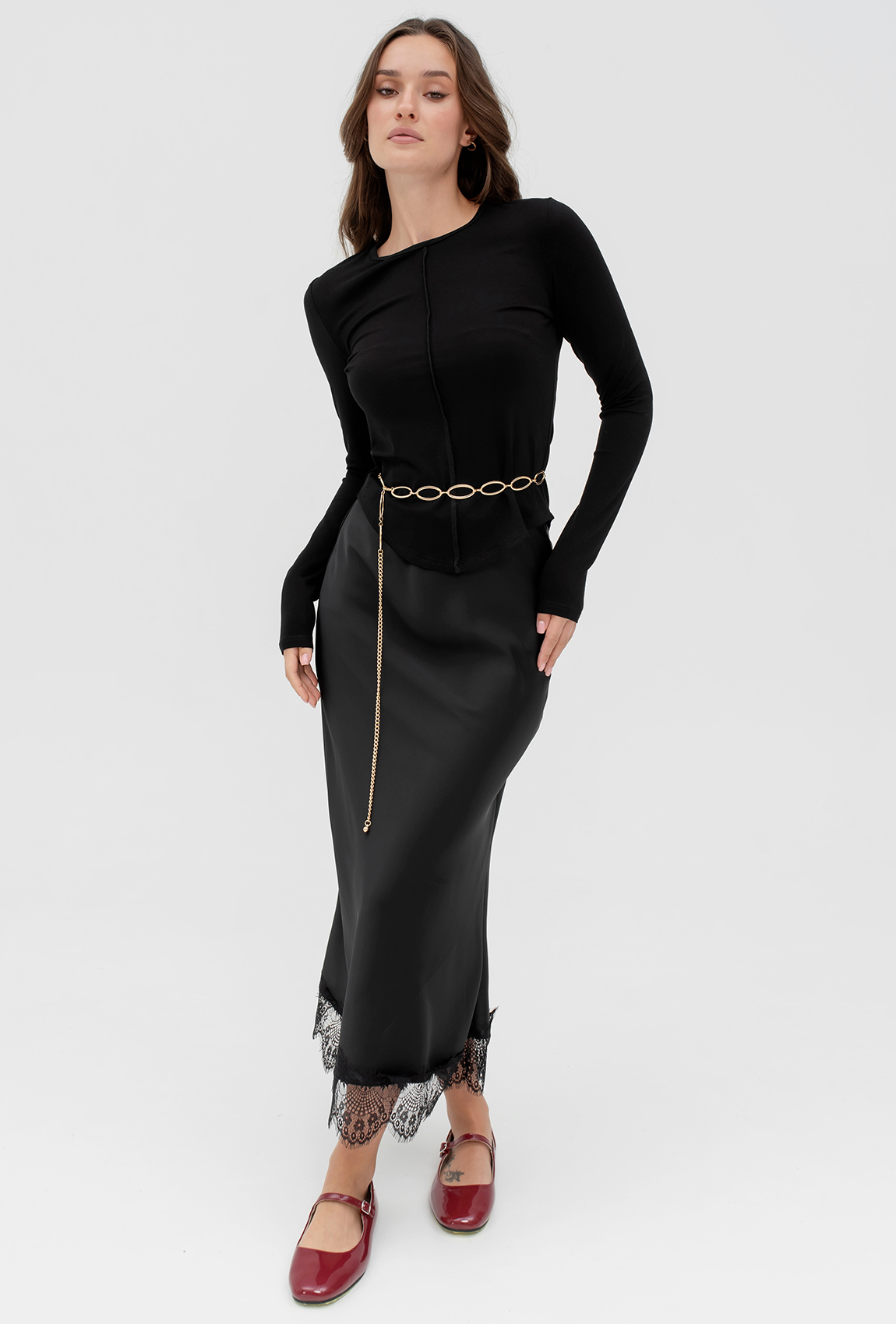 Черный вискозный лонгслив —  480147. Maritel. Изображенние 5