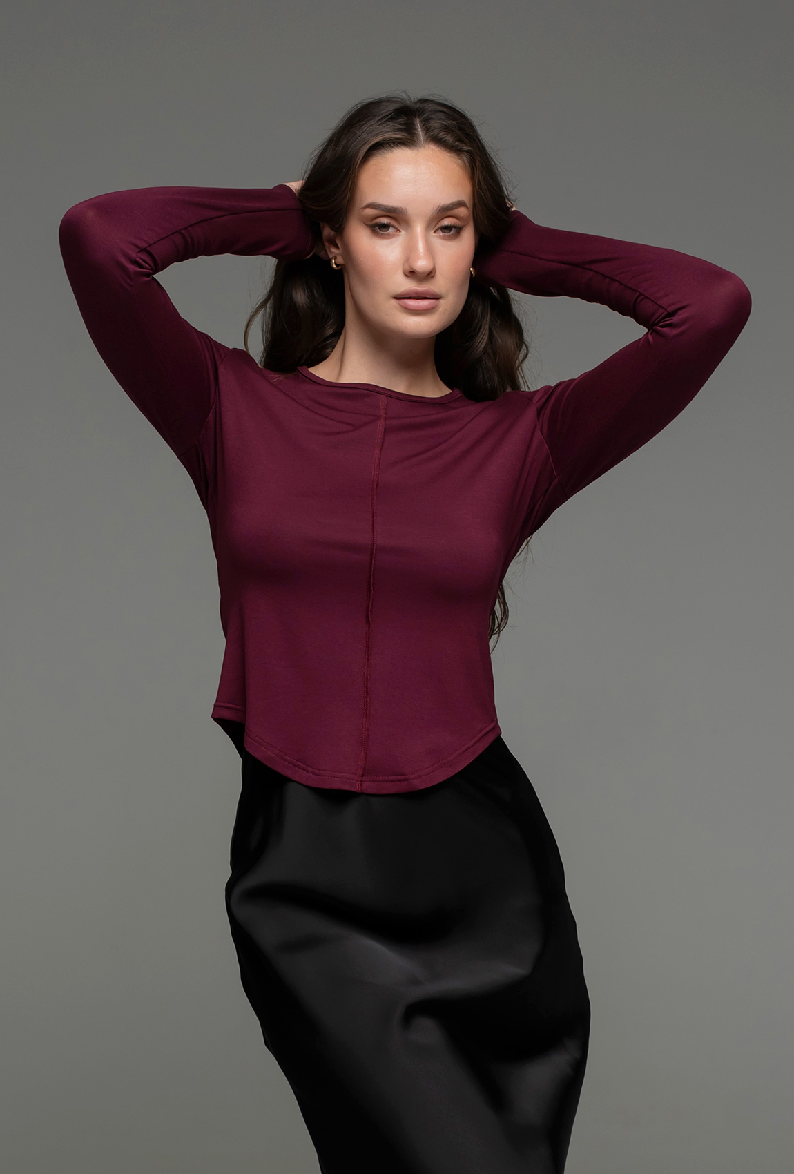Вишневый вискозный лонгслив —  363910. Maritel