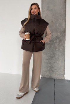 Жилет oversize шоколадный. Maritel Жилет oversize шоколадный. Maritel